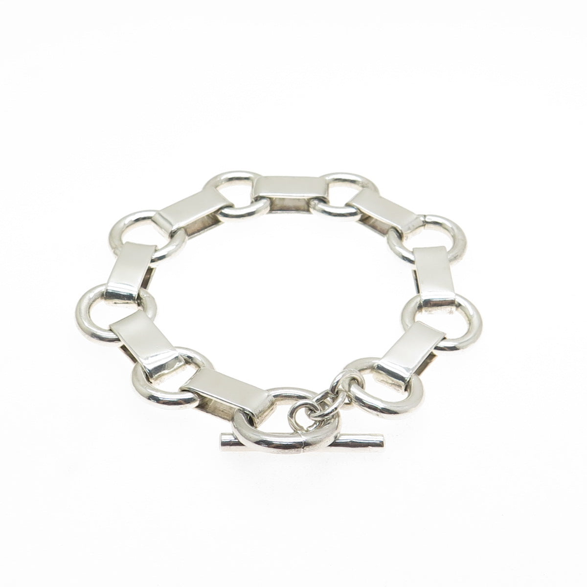 925 Sterling Silver Vintage Gate Rolo Link Bracelet 6.75"