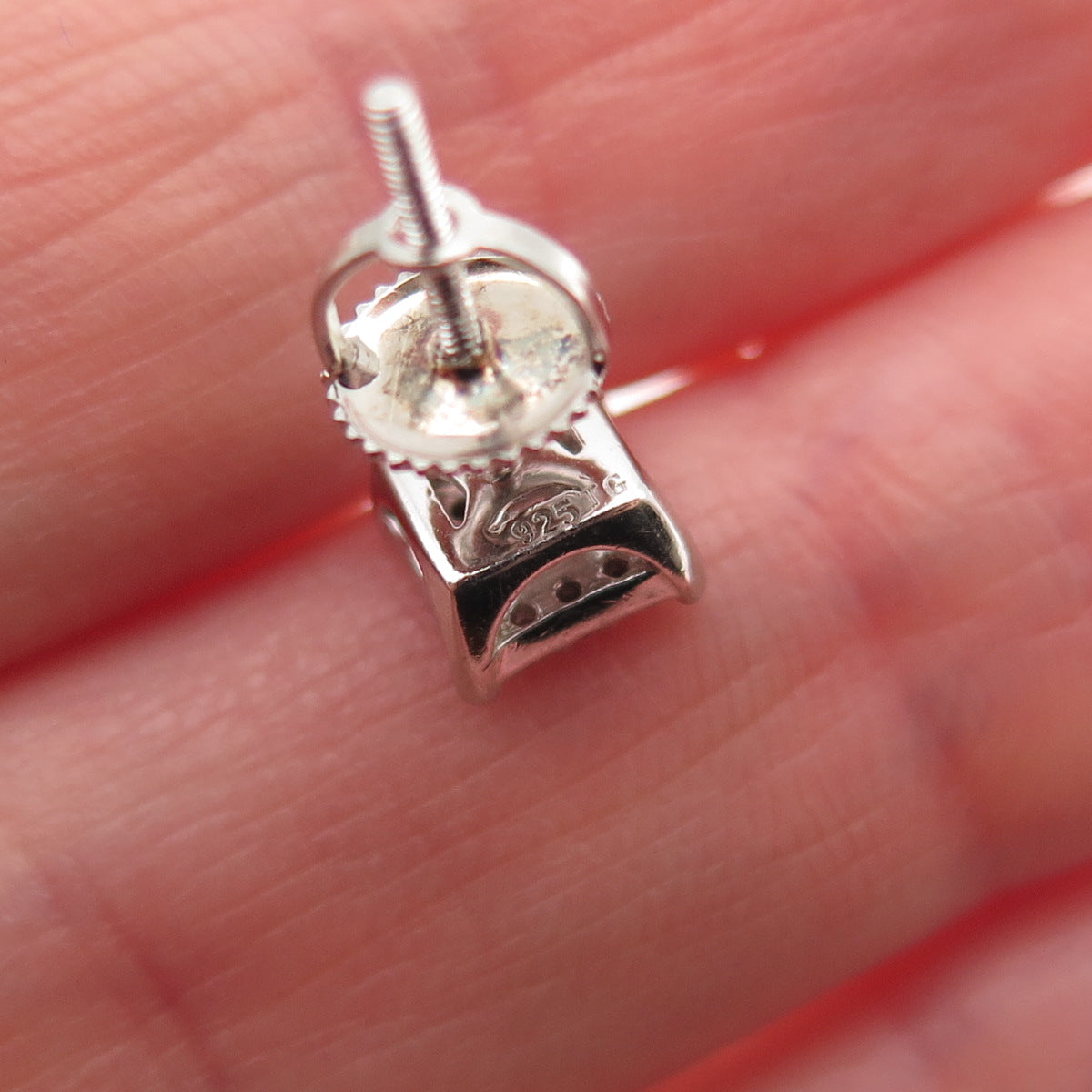 925 Sterling Silver Round-Cut C Z Stud Earrings