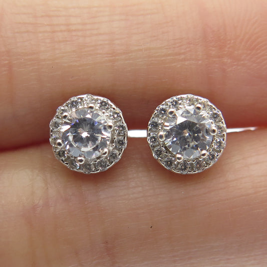 925 Sterling Silver Round-Cut C Z Stud Earrings