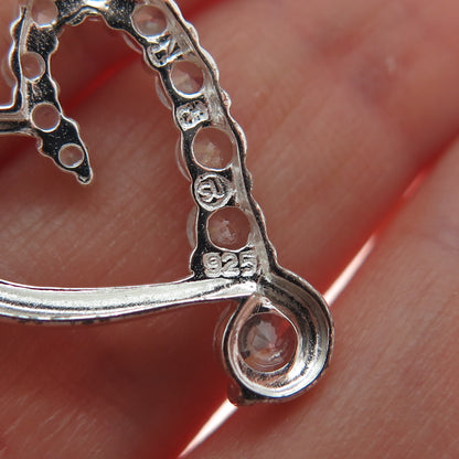 925 Sterling Silver Graduated Round-Cut C Z Heart Minimalist Slide Pendant