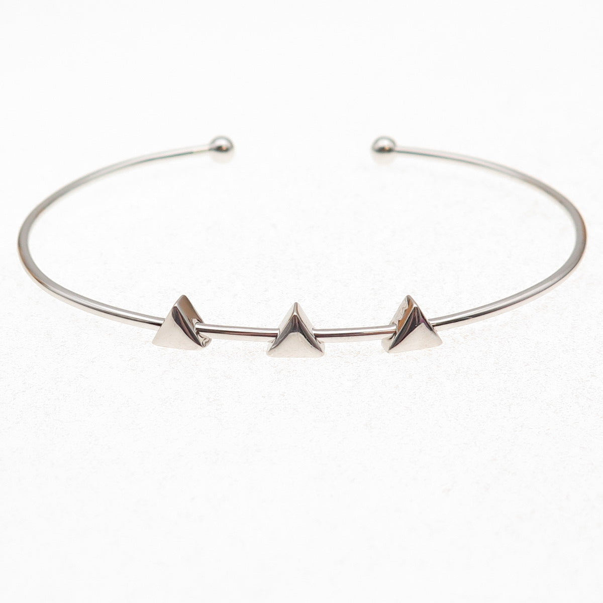 Sun 925 Sterling Silver Vintage Triangle Adjustable Cuff Bracelet 6.5"