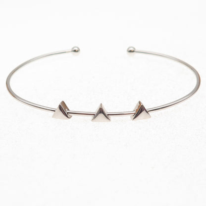 Sun 925 Sterling Silver Vintage Triangle Adjustable Cuff Bracelet 6.5"