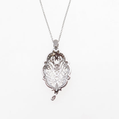 925 Sterling Silver Round-Cut C Z Cable Chain Necklace 18"