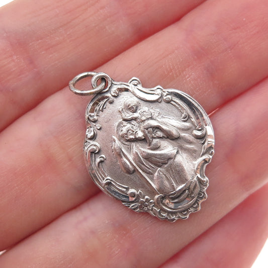 Bliss 925 Sterling Silver Antique Art Deco St. Christopher Charm Pendant