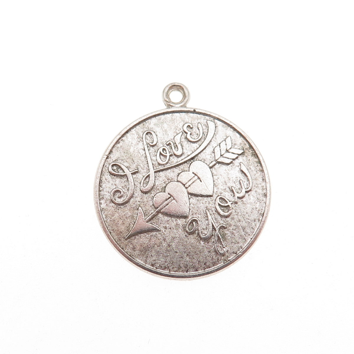 Wells 925 Sterling Silver Vintage I Love You Oxidized Charm Pendant