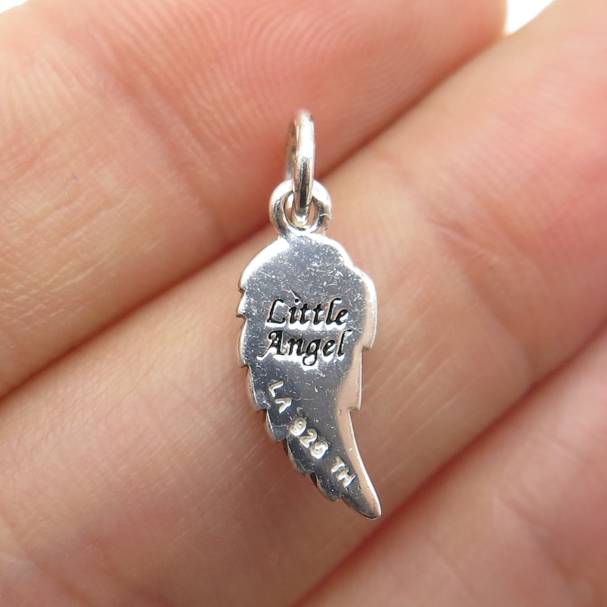 925 Sterling Silver "Little Angel" Wing Charm Pendant