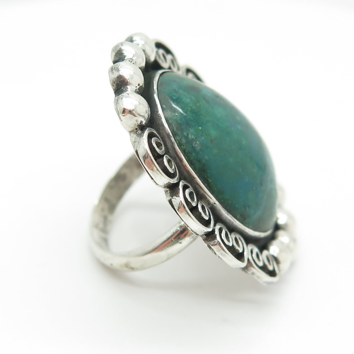 Old Pawn Sterling Silver Vintage Southwestern Azurite Statement Ring Size 5.25