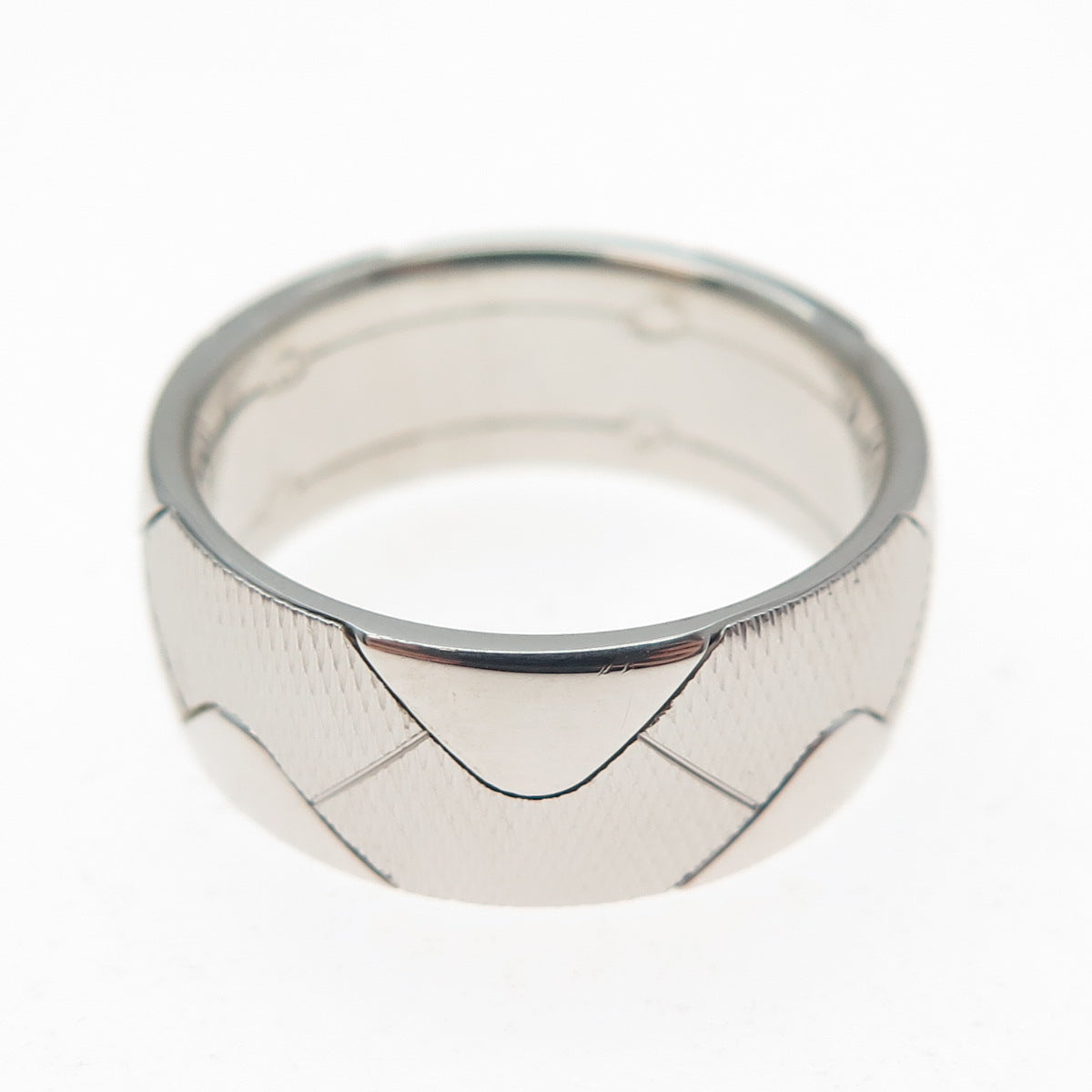 NEOS 925 Sterling Silver Textured Zig Zag Band Ring Size 8.25