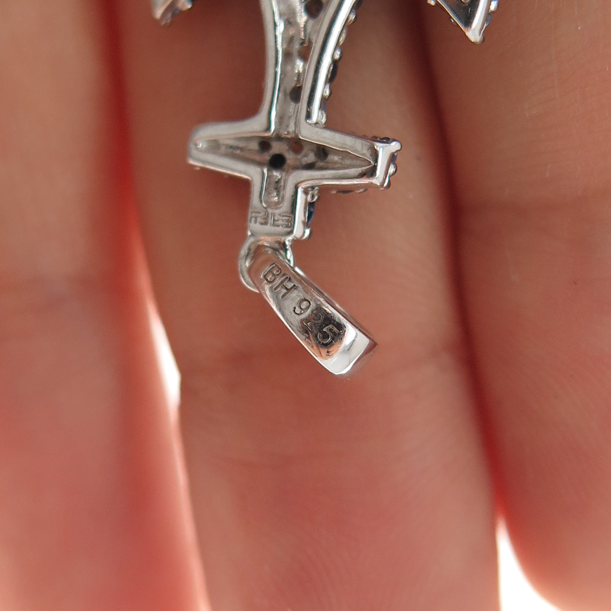 EFFY 925 Sterling Silver Real Multi-Color Sapphire Anchor Charm Pendant