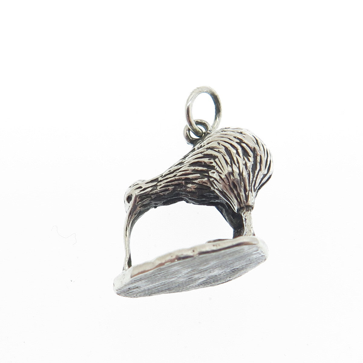 925 Sterling Silver Antique Art Deco Kiwi Bird 3D Charm Pendant