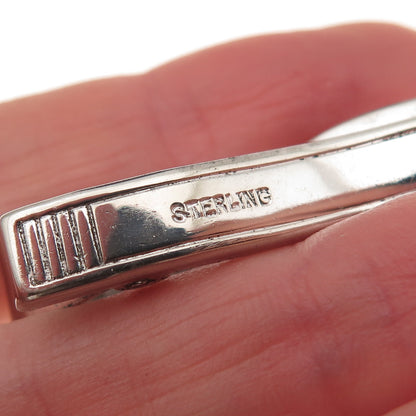 925 Sterling Silver Vintage Real Hematite Oxidized Tie Clip