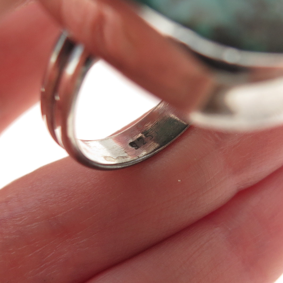 925 Sterling Silver Vintage Real Kingman Turquoise Ring Size 8.75