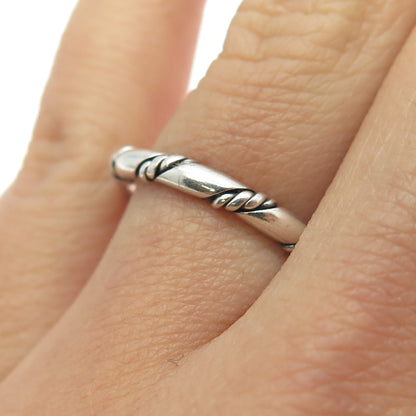 925 Sterling Silver Vintage Twisted Rope Stackable Band Ring Size 6