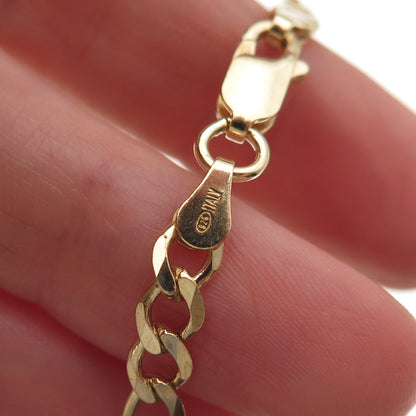 Han 925 Sterling Silver Gold Plated Italy Figaro Chain Necklace 18"