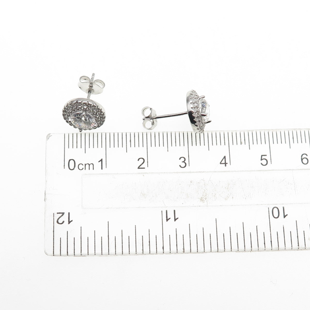 925 Sterling Silver Round-Cut C Z Sparkle Stud Earrings