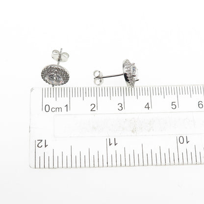 925 Sterling Silver Round-Cut C Z Sparkle Stud Earrings