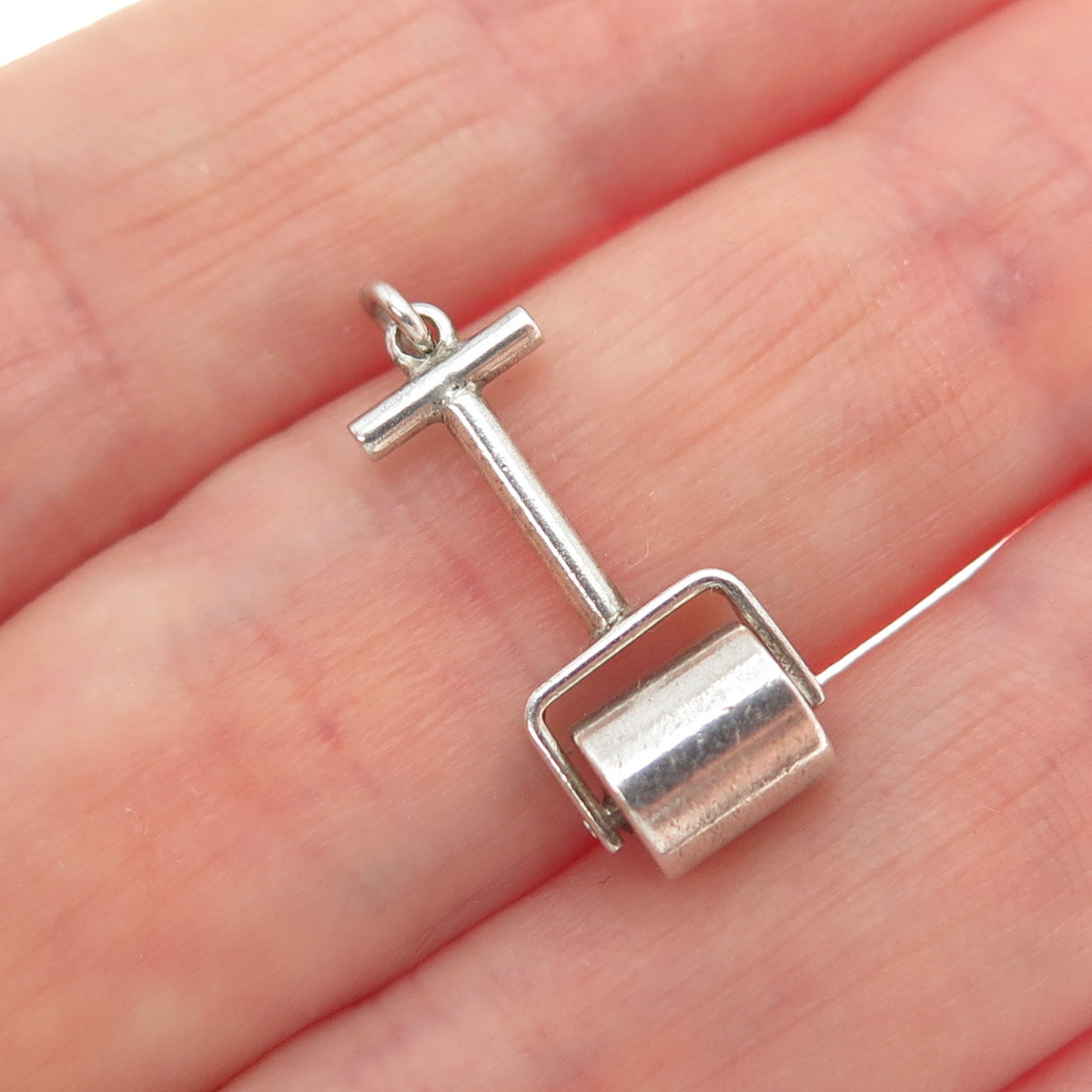 925 Sterling Silver Antique Art Deco Push Roller Movable Mini Charm Pendant