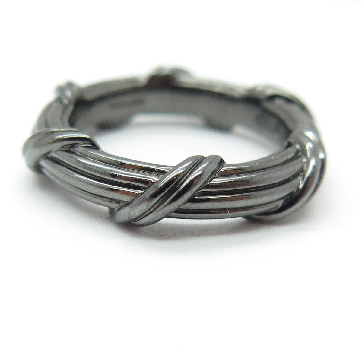 PETER THOMAS ROTH 925 Sterling Silver Black Rhodium Modernist Band Ring Size 7