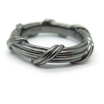 PETER THOMAS ROTH 925 Sterling Silver Black Rhodium Modernist Band Ring Size 7
