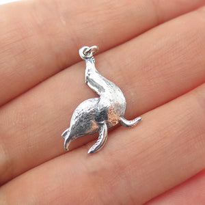 925 Sterling Silver Vintage Seal Oxidized Mini Charm Pendant