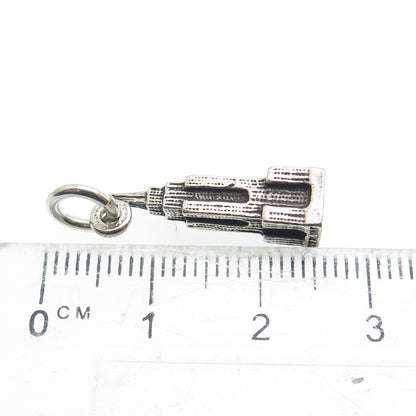 925 Sterling Silver Antique Art Deco Empire State Building Minimalist Pendant