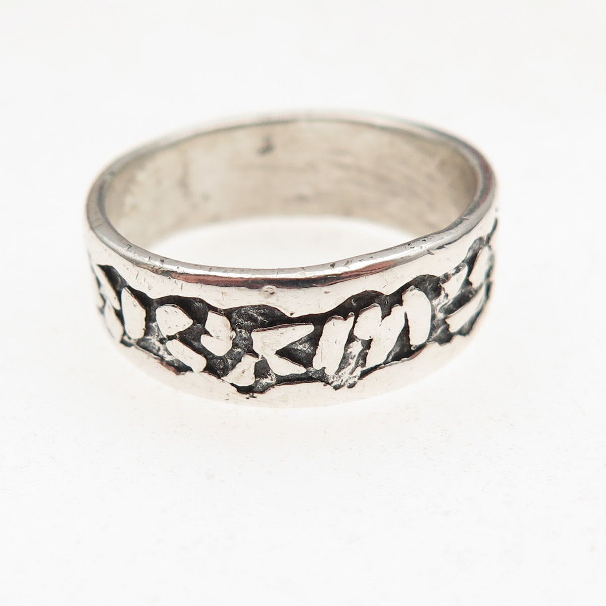 Bell Trading Post 925 Sterling Silver Vintage Nugget Oxidized Band Ring Size 8