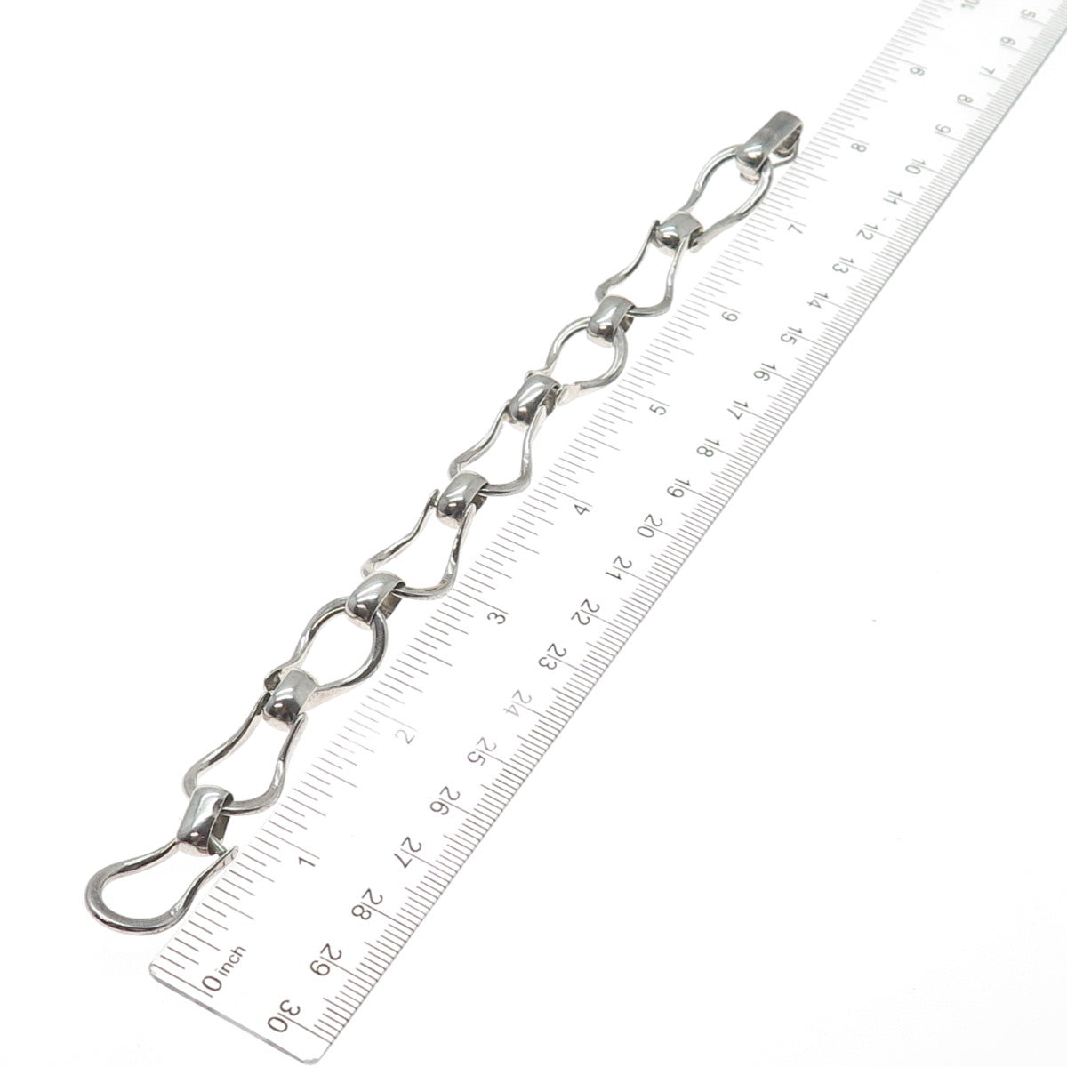 925 Sterling Silver Vintage Modernist Snaffle Bit Link Bracelet 6.75"