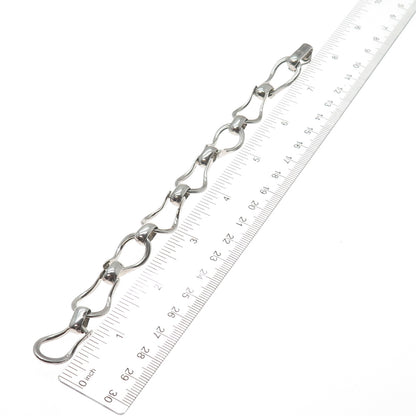 925 Sterling Silver Vintage Modernist Snaffle Bit Link Bracelet 6.75"
