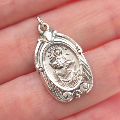 HMH Religious Sterling Antique Art Deco St. Christopher Catholic Medal Pendant