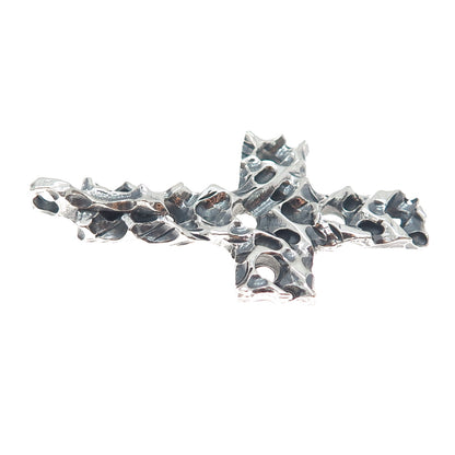 925 Sterling Silver Vintage Modernist Cross Oxidized Charm Pendant