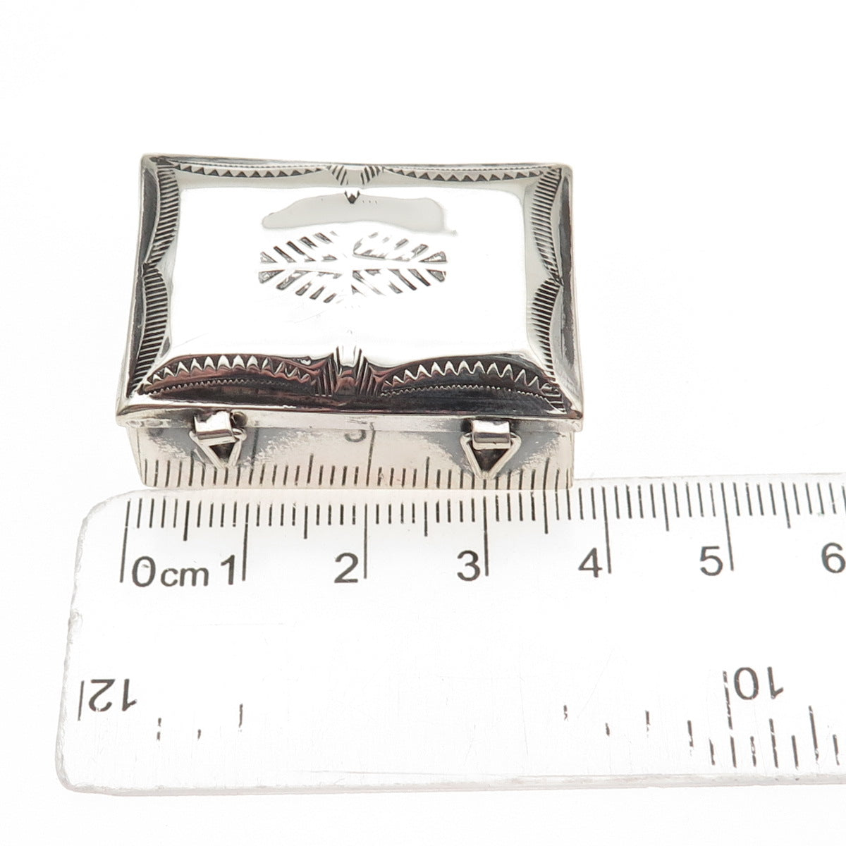 Ray Adakai Navajo Old Pawn Sterling Silver Vintage Southwestern Pill / Snuff Box