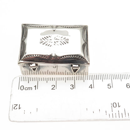 Ray Adakai Navajo Old Pawn Sterling Silver Vintage Southwestern Pill / Snuff Box