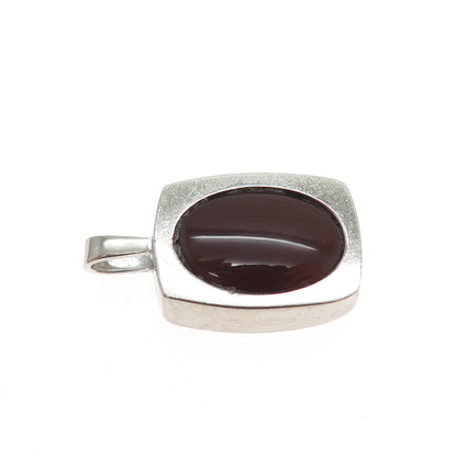 835 Silver Vintage European Real Carnelian Minimalist Charm Pendant