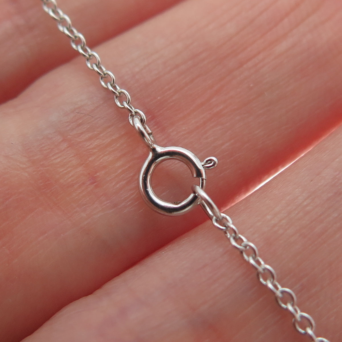 925 Sterling Silver Round-Cut Shaped C Z Love Cable Chain Necklace 18"