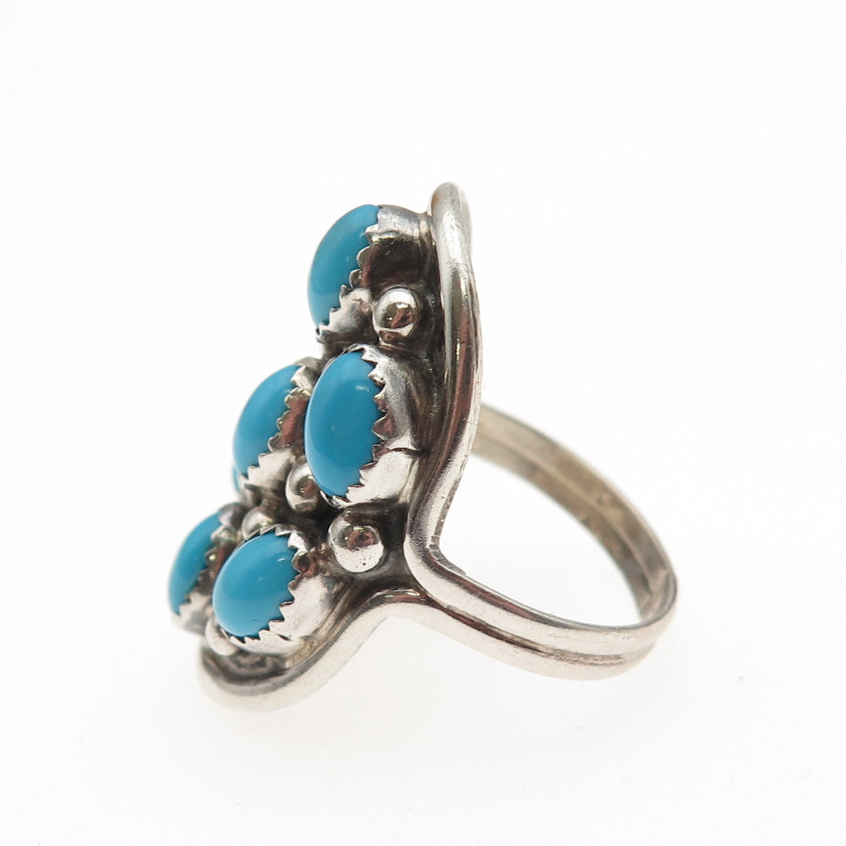 Les Hill Navajo Old Pawn 925 Sterling Sleeping Beauty Turquoise Ring Size 9.25