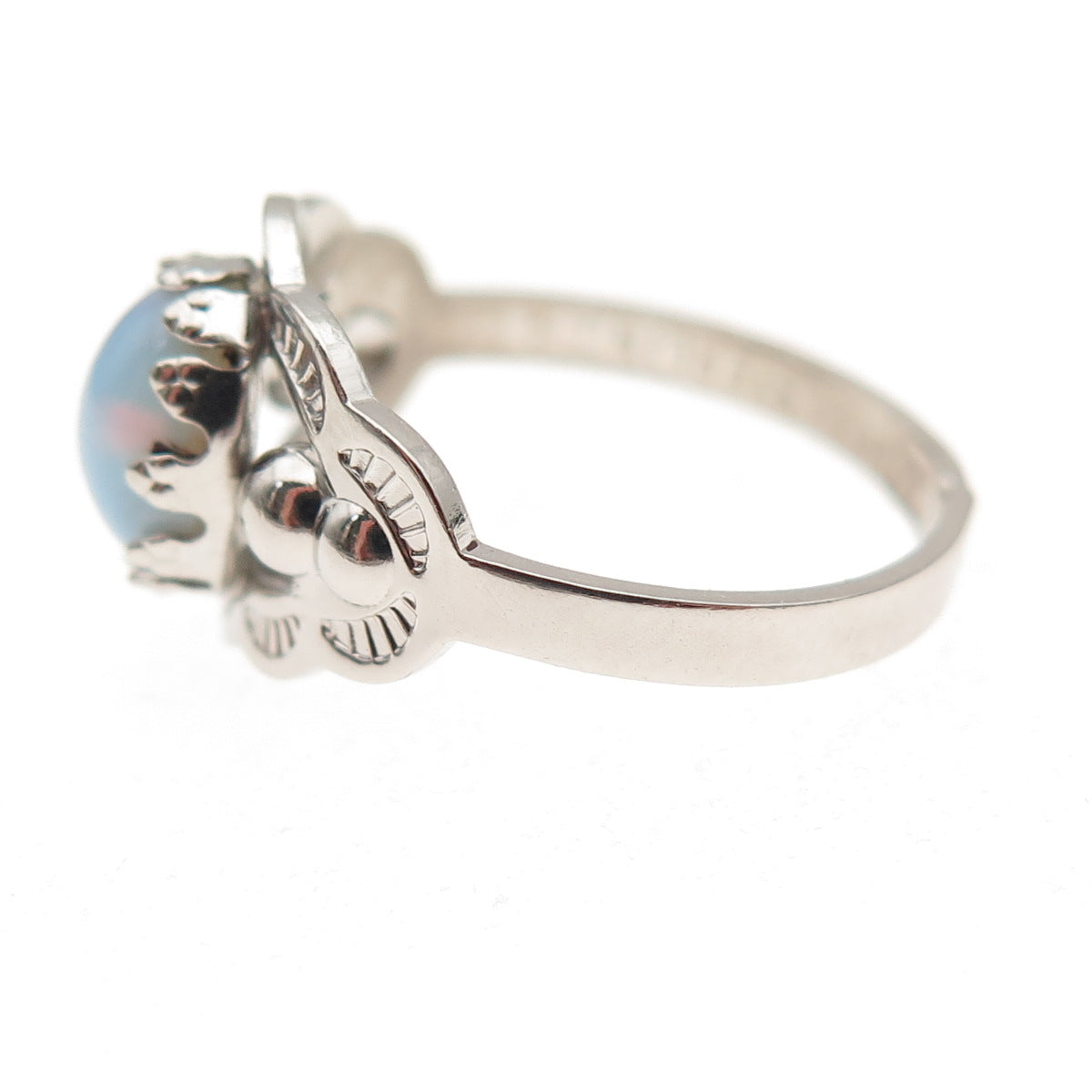 B.A. Ballou 925 Sterling Silver Antique Art Deco Dragon Breath Opal Ring Size 6