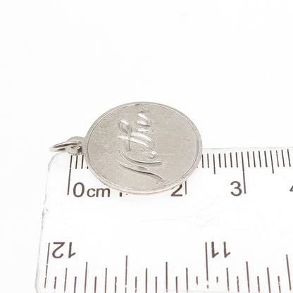 925 Sterling Silver Vintage Engraved Mother Round Tag Charm Pendant