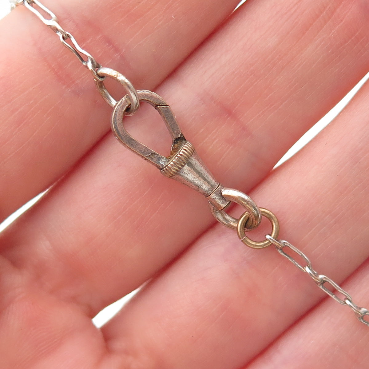 Silver-Tone Antique Art Deco Opalite Long Chain Necklace 56"