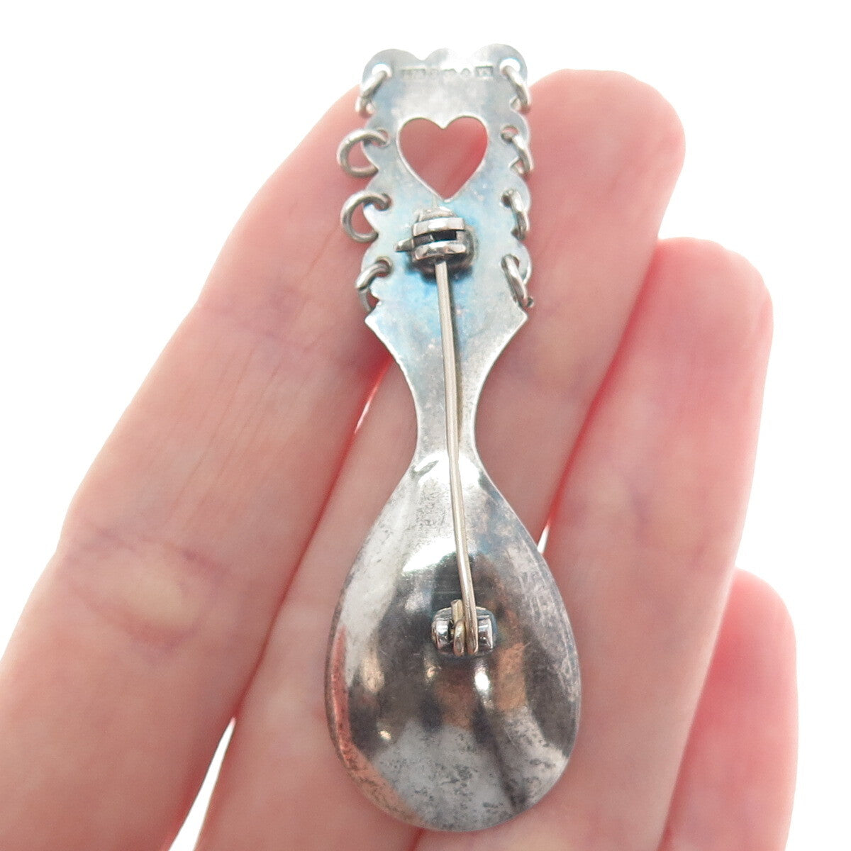 925 Sterling Silver Vintage 1973 LFA Sweden Baby Spoon Pin Brooch