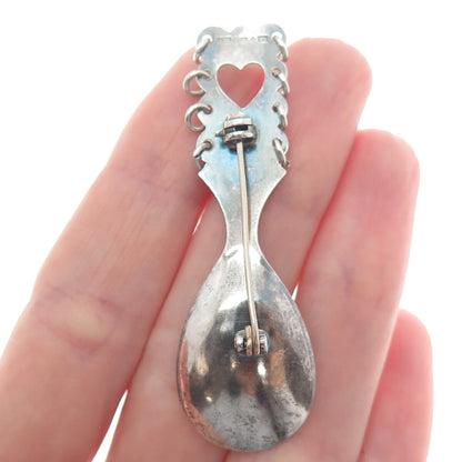 925 Sterling Silver Vintage 1973 LFA Sweden Baby Spoon Pin Brooch