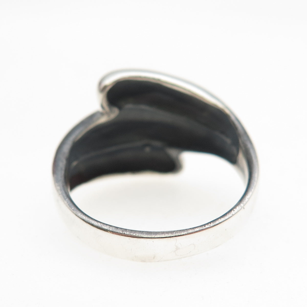 925 Sterling Silver Vintage Modernist Oxidized Ring Size 7.25