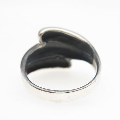 925 Sterling Silver Vintage Modernist Oxidized Ring Size 7.25