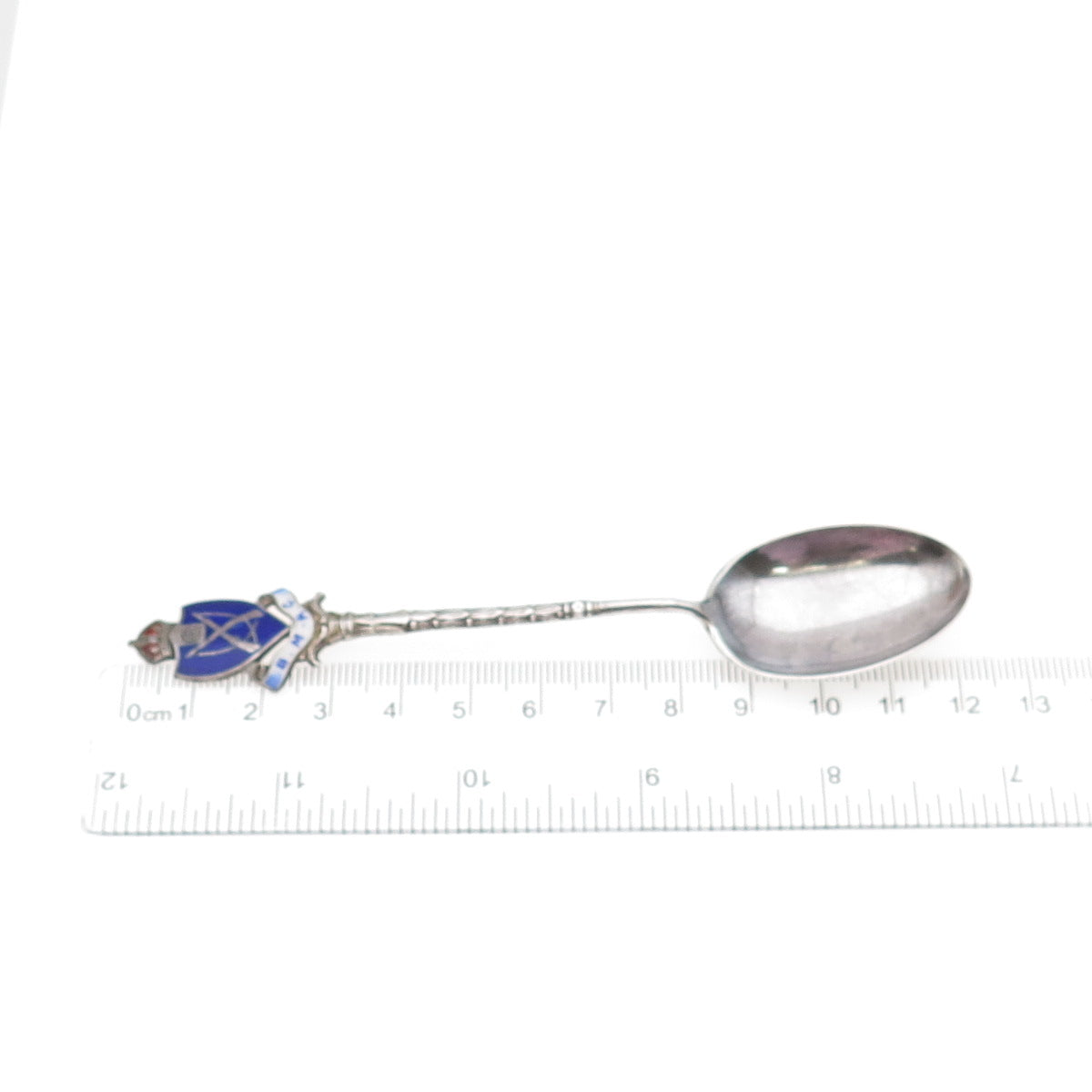 Levi & Salaman 925 Sterling Silver Antique 1908 Birmingham Enamel Coffee Spoon