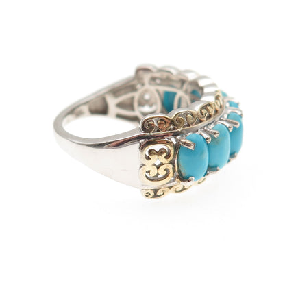 Chuck Clemency 925 Sterling 2-Tone Real Sleeping Beauty Turquoise Ring Size 8.25