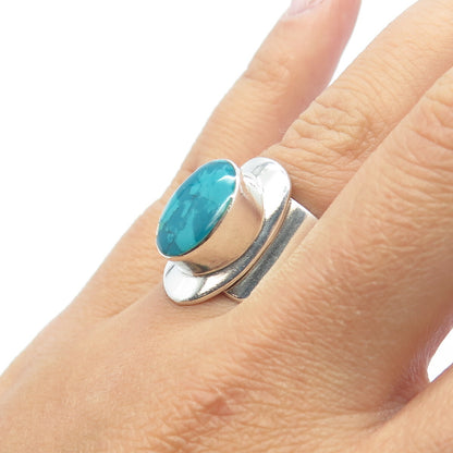 ATI 925 Sterling Silver Vintage Mexico Real Azurite Gemstone Ring Size 5.75