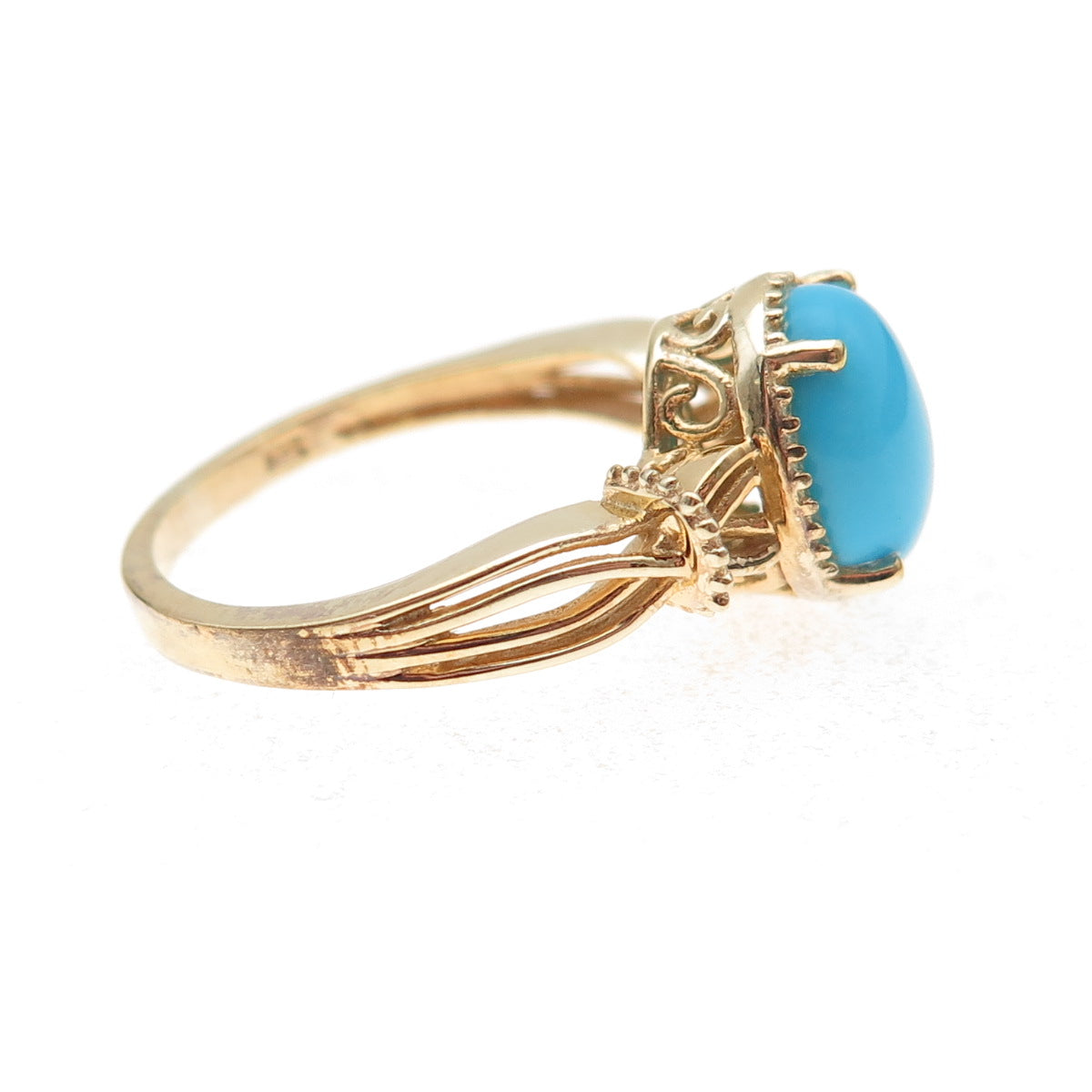Chuck Clemency 925 Sterling Silver Gold Plated Real Turquoise Ring Size 8.25