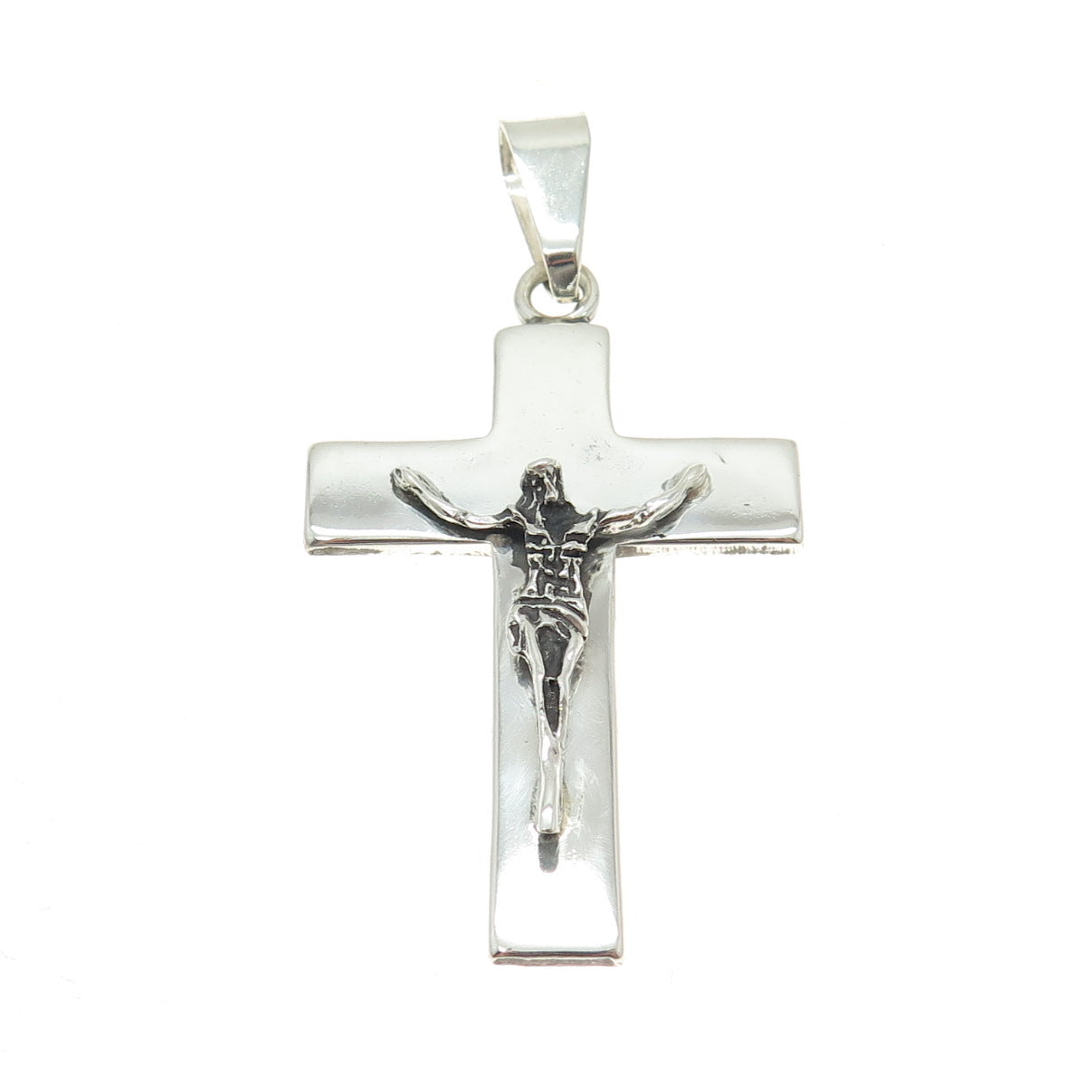 925 Sterling Silver Vintage Mexico Crucifix Cross Religious Pendant