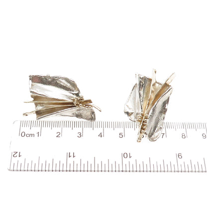 Joseph Masaniello 925 Sterling Silver 2-Tone Vintage Modernist Earrings