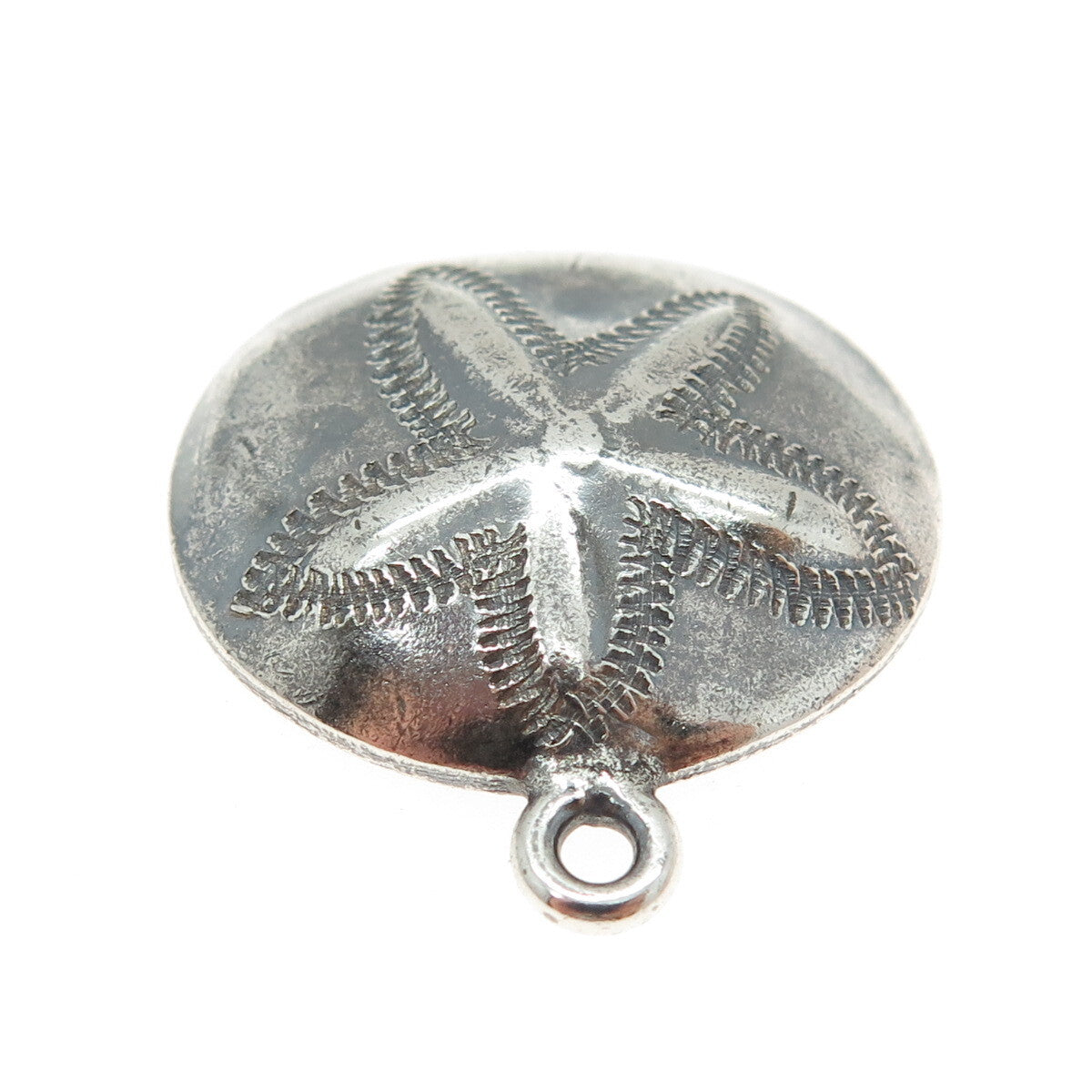 925 Sterling Silver Vintage Sand Dollar Oxidized Pendant