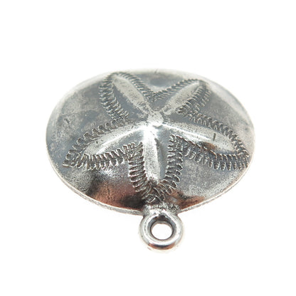 925 Sterling Silver Vintage Sand Dollar Oxidized Pendant